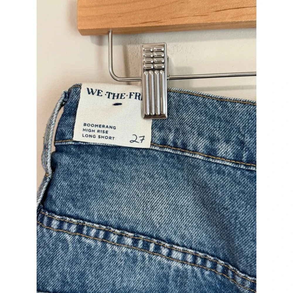 We The Free FP Boomerang Denim Shorts Womens 27 Blue Crossover High Rise